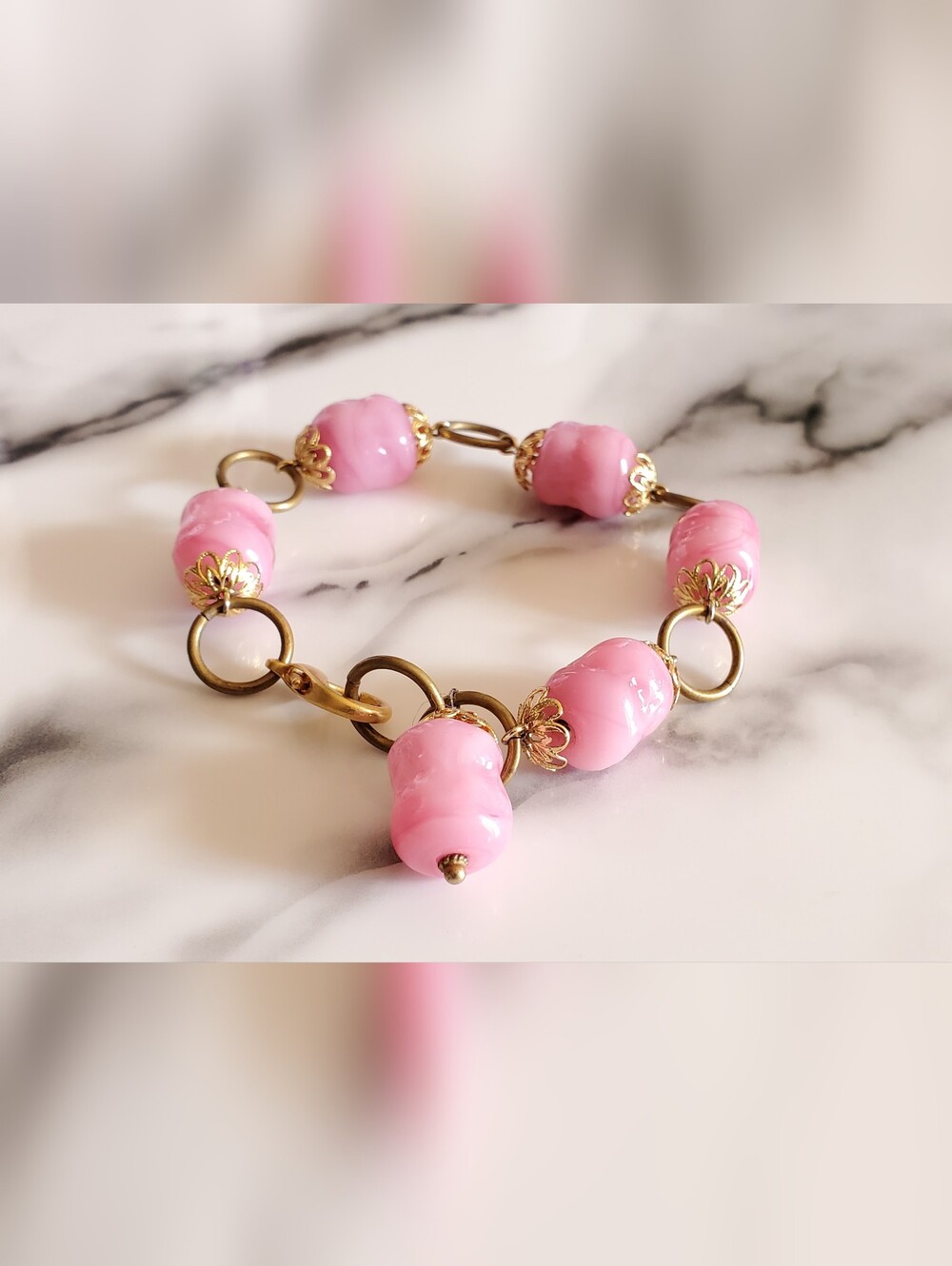 Vtg. Art Deco Venetian Art Glass Beads Bracelet